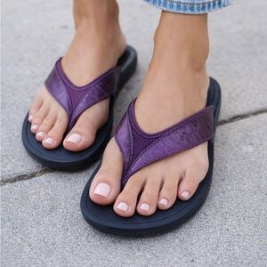 ABEO Balboa Metatarsal Leather Flip Flop Sandal, Purple, Size 9
